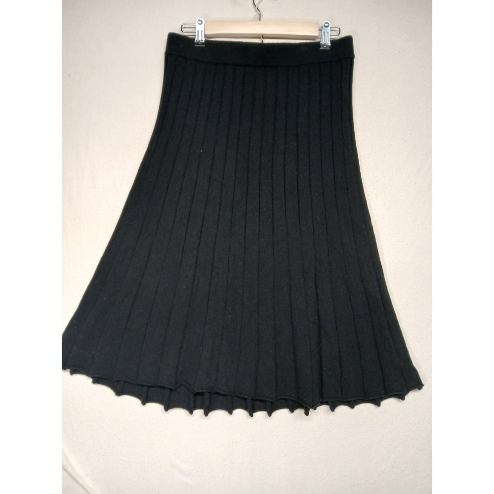 Pure Collection Pleated‎ Maxi Skirt Black Flare Lambswool Cashmere Quiet Luxery